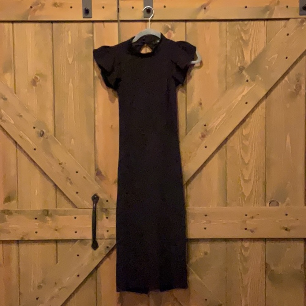 Lulus Splendor Black Backless Ruffle Bodycon Size Small - Picture 4 of 6